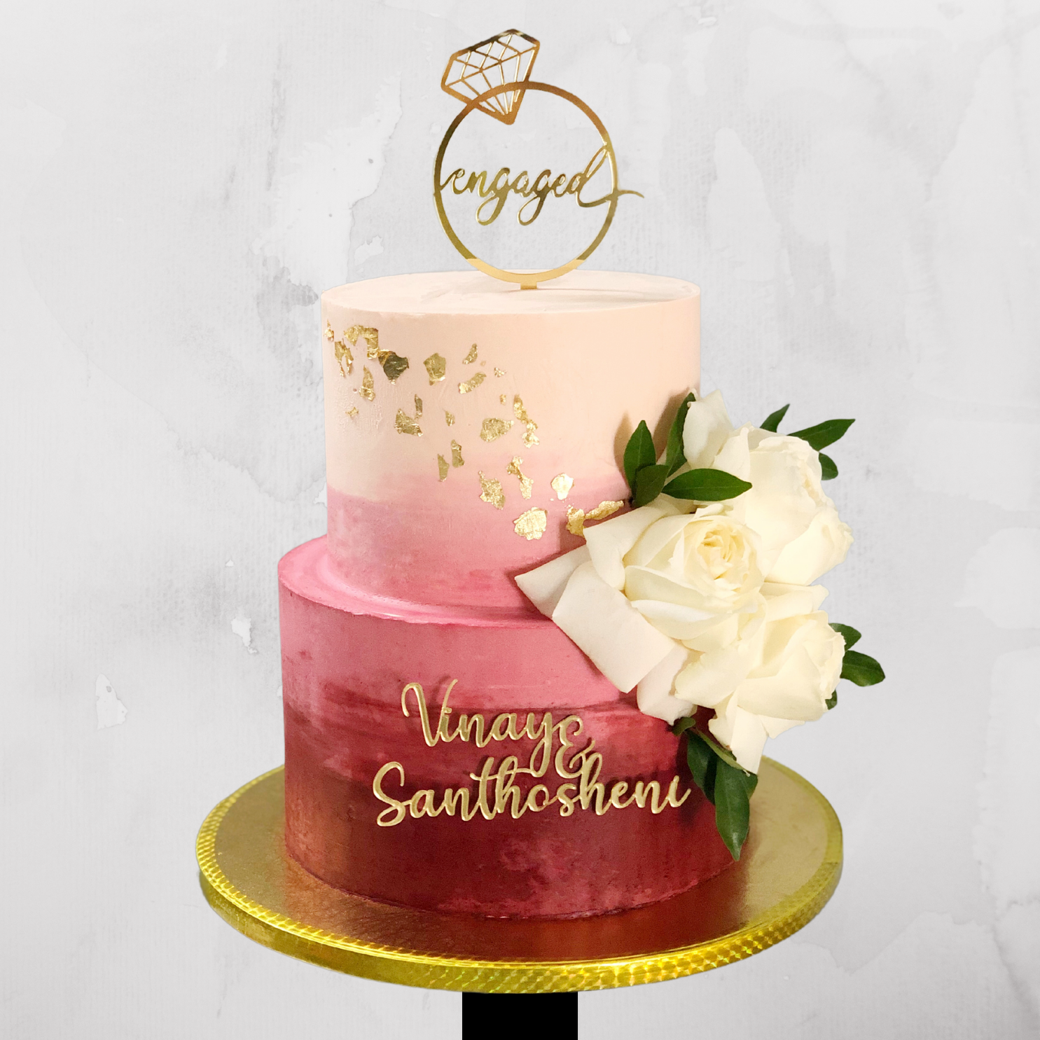 Ombre Floral Engagement Cake